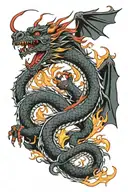 dragon with fire  that loops  tattoo design idea
