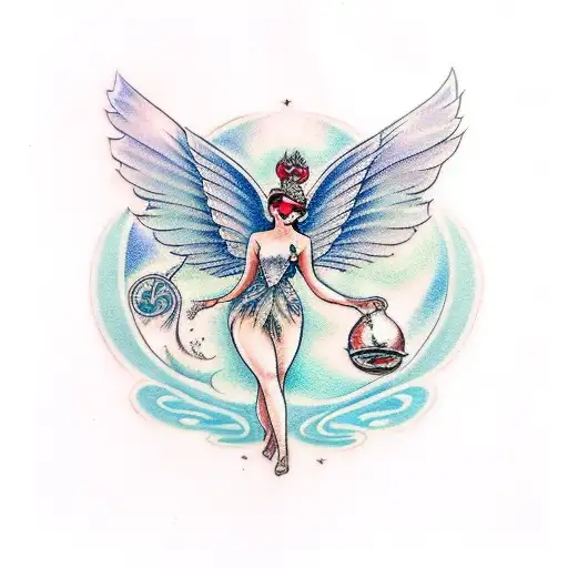 A mystical fairy with wings made of swirling sand and dust tattoo design idea