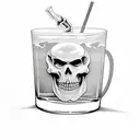 western skeleton with a drink and cigarette at a bar tattoo design idea