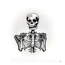 western skeleton with a drink and cigarette at a bar tattoo design idea