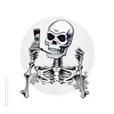 western skeleton with a drink and cigarette at a bar tattoo design idea