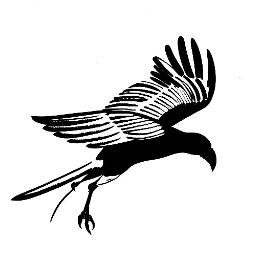 Australian magpie in flight tattoo design idea