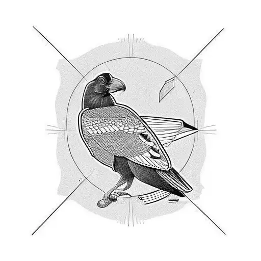 Australian magpie on lookout tattoo design idea