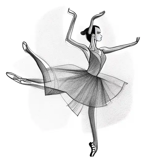 A runway model walking confidently with elegant dance movements, showcasing the connection between modeling and dancing tattoo design idea