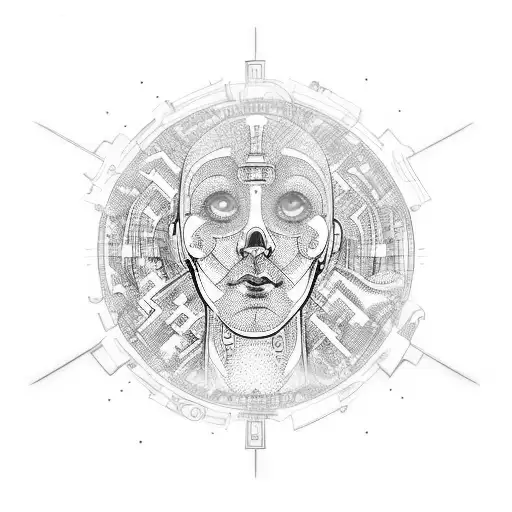 artificial intelligence emerged with nature tattoo design idea