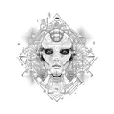 artificial intelligence emerged with nature tattoo design idea
