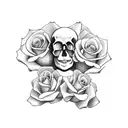 skull couple inside of coffin with roses around and says til death do us part  tattoo design idea