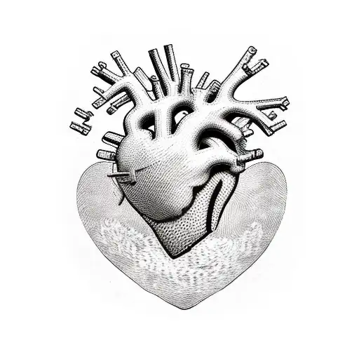 van gogh styke heart organ tattoo design idea