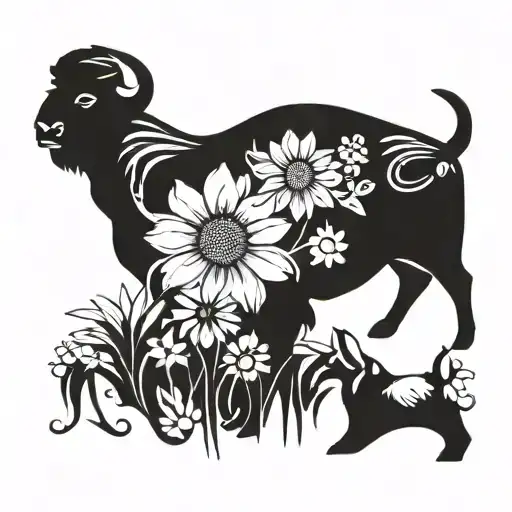 buffalo and daisies tattoo design idea
