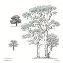 3 trees an Aleppo pine, a Cedar tree, and a plane London tree tattoo design idea
