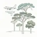 3 trees an Aleppo pine, a Cedar tree, and a plane London tree tattoo design idea