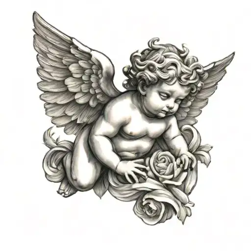 cherub angel  tattoo design idea