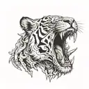 tiger jaws skeleton tattoo design idea