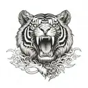 tiger jaws skeleton tattoo design idea
