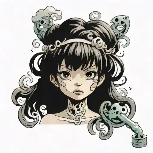 Spooky Studio Ghibli Smoke curls tattoo design idea