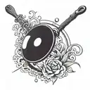 frying pan with sword tattoo design idea