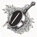 frying pan with sword tattoo design idea