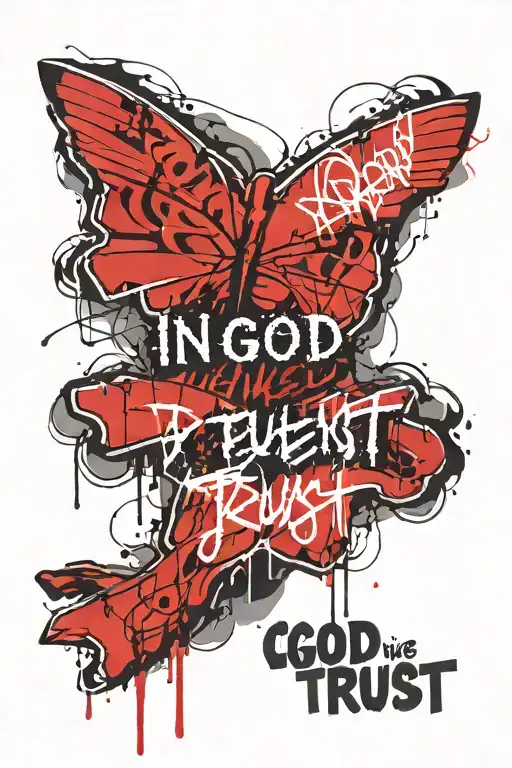black lettering "in god we don't trust" tattoo design idea