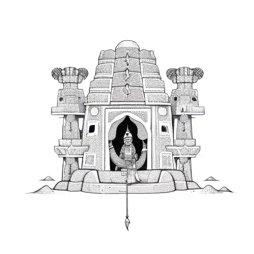 sandcastle with indian headpiece on top tattoo design idea