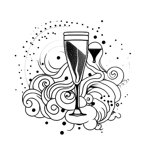 champagne tattoo design idea