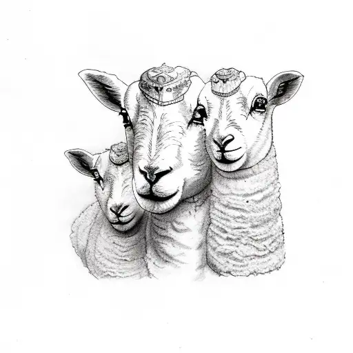 lamb family tattoo design idea