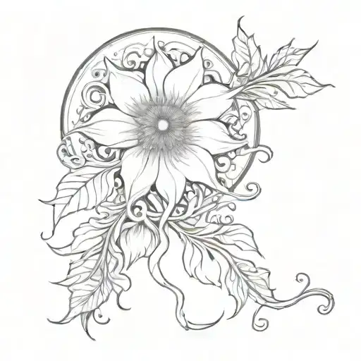 new moon, moonflower incorporating within tattoo design idea