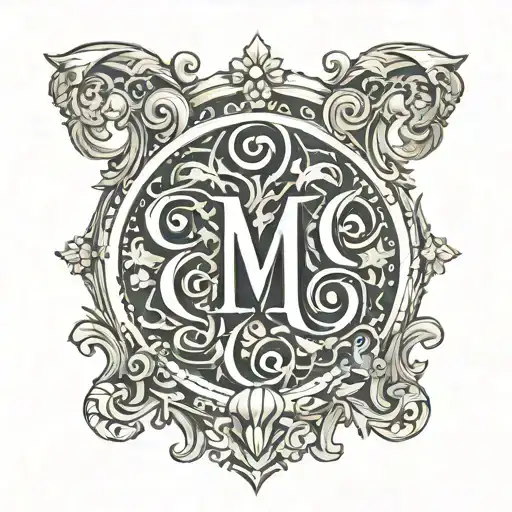 Letters A, G and M in a concentric, heraldica design. M is widest and shortest. A is narrow and tallest.  tattoo design idea