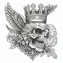  eagle and skull wearing a crown in coloseum tattoo design idea
