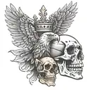  eagle and skull wearing a crown in coloseum tattoo design idea
