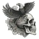  coloseum , eagle , skull wearing a crown tattoo design idea