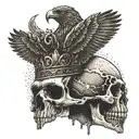  coloseum , eagle , skull wearing a crown tattoo design idea