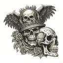  coloseum , eagle , skull wearing a crown tattoo design idea