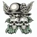 skull and hand holding tattoo design idea