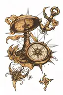 map compass and anchor tattoo design idea