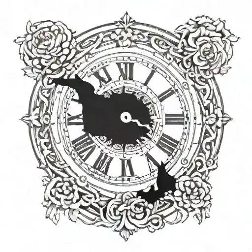 A Roman numeral clock with the date March 14, 2006 incorporated into the design tattoo design idea
