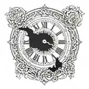 A Roman numeral clock with the date March 14, 2006 incorporated into the design tattoo design idea