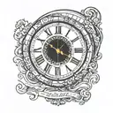 A Roman numeral clock with the date March 14, 2006 incorporated into the design tattoo design idea
