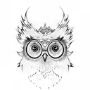 A wise owl practicing Kung Fu in a serene forest tattoo design idea