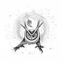 A wise owl practicing Kung Fu in a serene forest tattoo design idea