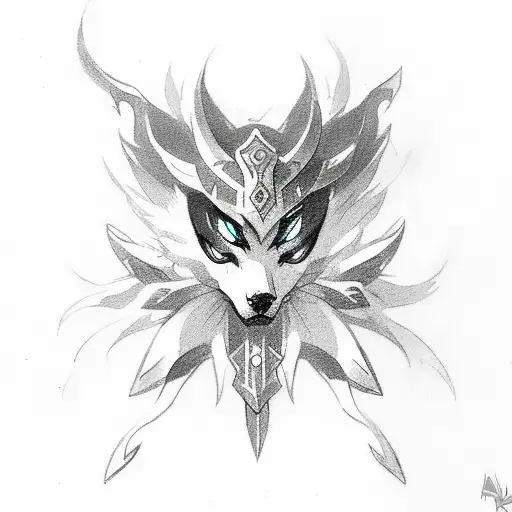 a tattoo of league of legend's champion kindred. tattoo design idea