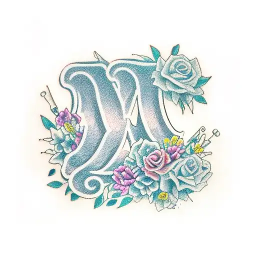 -A-N-N-A-V-E-R, spelled out on top of flowers tattoo design idea