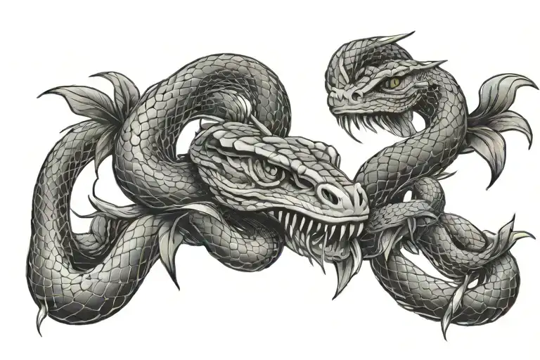 eyes and one snake slithering tattoo design idea