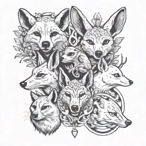 Seal, bilby, fox and elk in equal proportions  tattoo design idea