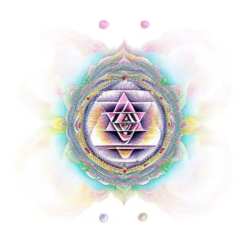 Sri yantra coming out of peonies and roses tattoo design idea