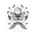 moon and moth tattoo design idea