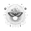 moon and moth tattoo design idea