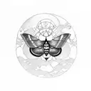 moon and moth tattoo design idea