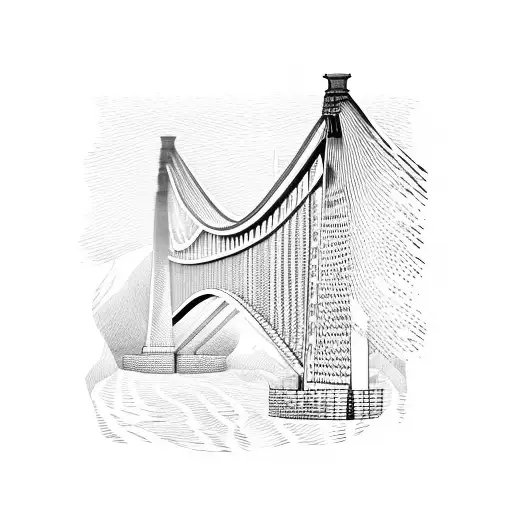 woodcut Severn bridge  tattoo design idea
