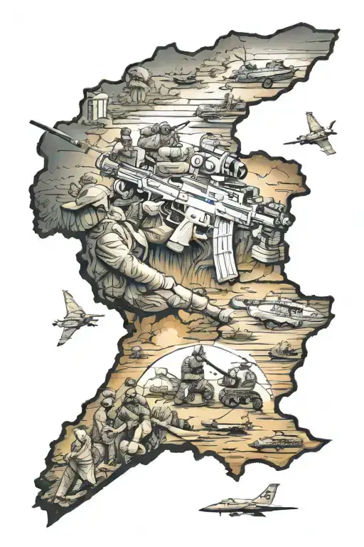 Iraq war scene tattoo design idea