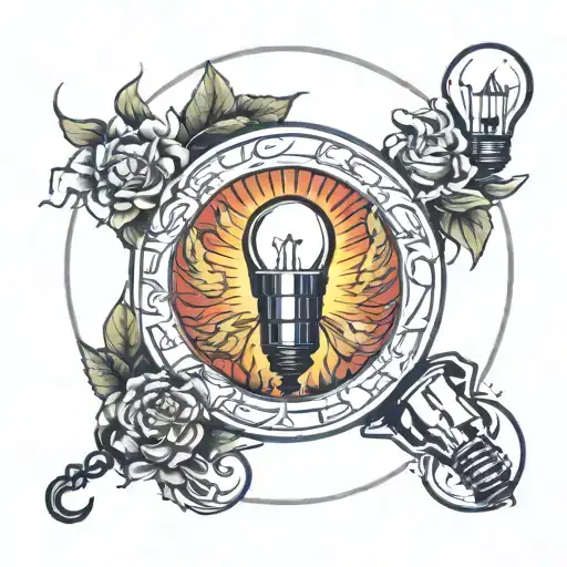 olympic & light bulb surrounded tattoo design idea